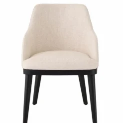 Casa Padrino Luxus Esszimmer Stuhl mit Armlehnen Naturfarben / Schwarz H. 79 cm