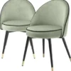 Casa Padrino Luxus Esszimmerstuhl Set Pistaziengrün / Schwarz / Messing 55 x 64 x H. 83 cm - Esszimmerstühle mit edlem Samtstoff - Esszimmer Möbel