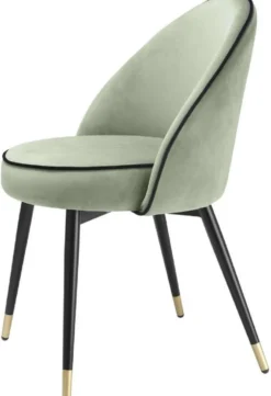 Casa Padrino Luxus Esszimmerstuhl Set Pistaziengrün / Schwarz / Messing 55 x 64 x H. 83 cm - Esszimmerstühle mit edlem Samtstoff - Esszimmer Möbel