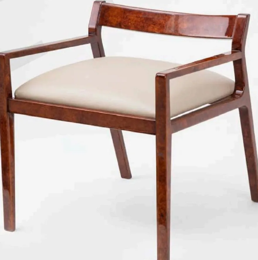 Casa Padrino Luxus Esszimmerstuhl 6er Set mit Armlehnen Braun / Creme 60 x 69 x H. 65 cm - Luxus Massivholz Küchen Stühle - Esszimmer Möbel - Küchen Möbel - Luxus Möbel - Luxus Einrichtung