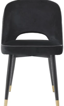 Casa Padrino Luxus Esszimmerstuhl Set Schwarz / Messing 53 x 56 x H. 84 cm - Esszimmerstühle mit edlem Samtstoff - Esszimmer Möbel
