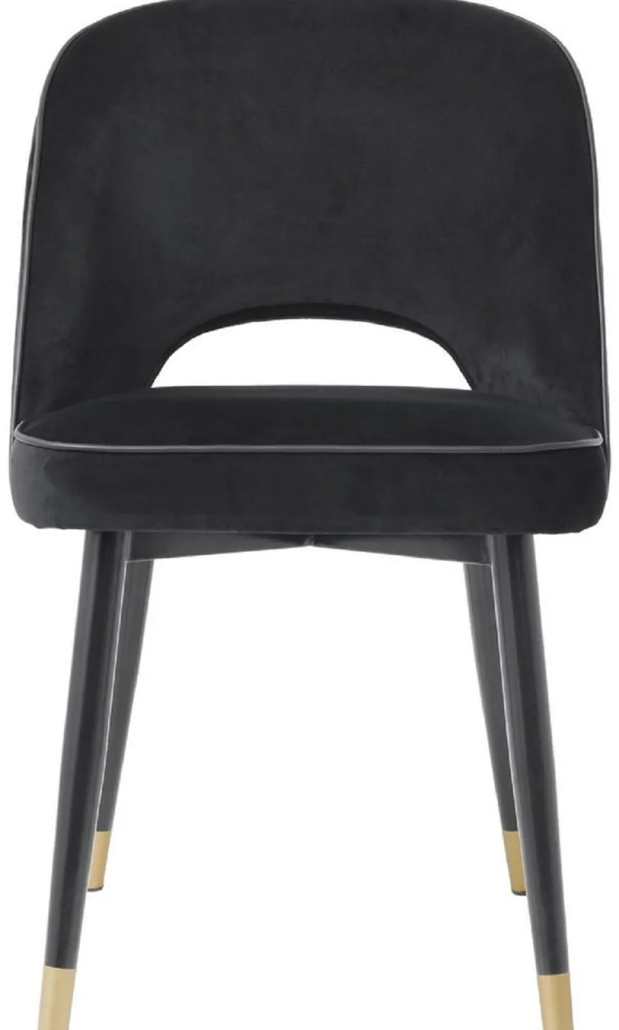 Casa Padrino Luxus Esszimmerstuhl Set Schwarz / Messing 53 x 56 x H. 84 cm - Esszimmerstühle mit edlem Samtstoff - Esszimmer Möbel