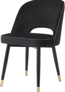 Casa Padrino Luxus Esszimmerstuhl Set Schwarz / Messing 53 x 56 x H. 84 cm - Esszimmerstühle mit edlem Samtstoff - Esszimmer Möbel