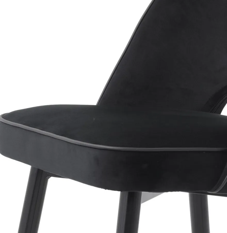 Casa Padrino Luxus Esszimmerstuhl Set Schwarz / Messing 53 x 56 x H. 84 cm - Esszimmerstühle mit edlem Samtstoff - Esszimmer Möbel