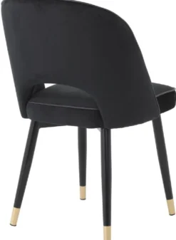 Casa Padrino Luxus Esszimmerstuhl Set Schwarz / Messing 53 x 56 x H. 84 cm - Esszimmerstühle mit edlem Samtstoff - Esszimmer Möbel