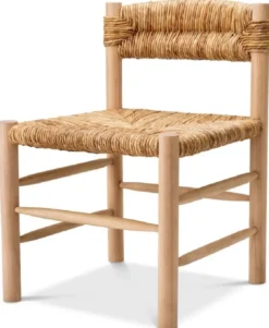 Casa Padrino Luxus Esszimmer Stuhl Naturfarben 54 x 62,5 x H. 80,5 cm - Massivholz Küchen Stuhl - Esszimmer Möbel - Luxus Möbel - Esszimmer Einrichtung - Luxus Einrichtung