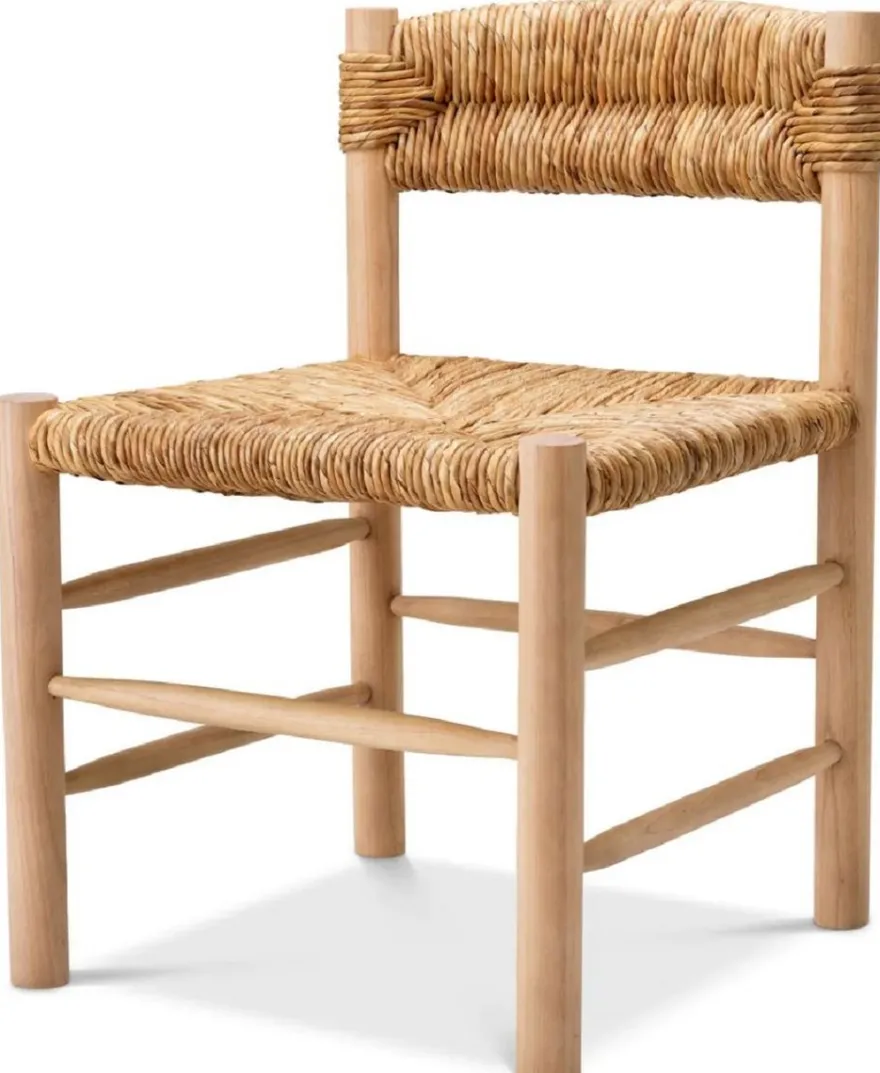 Casa Padrino Luxus Esszimmer Stuhl Naturfarben 54 x 62,5 x H. 80,5 cm - Massivholz Küchen Stuhl - Esszimmer Möbel - Luxus Möbel - Esszimmer Einrichtung - Luxus Einrichtung
