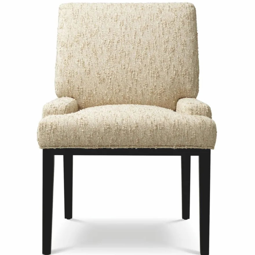 Casa Padrino Luxus Esszimmer Stuhl mit Armlehnen Naturfarben / Schwarz H. 91 cm