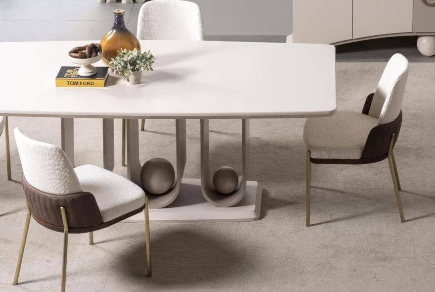 Casa Padrino Luxus Esszimmer Set - 1 Esstisch und 6 Esszimmer Stühle - Esszimmer Möbel