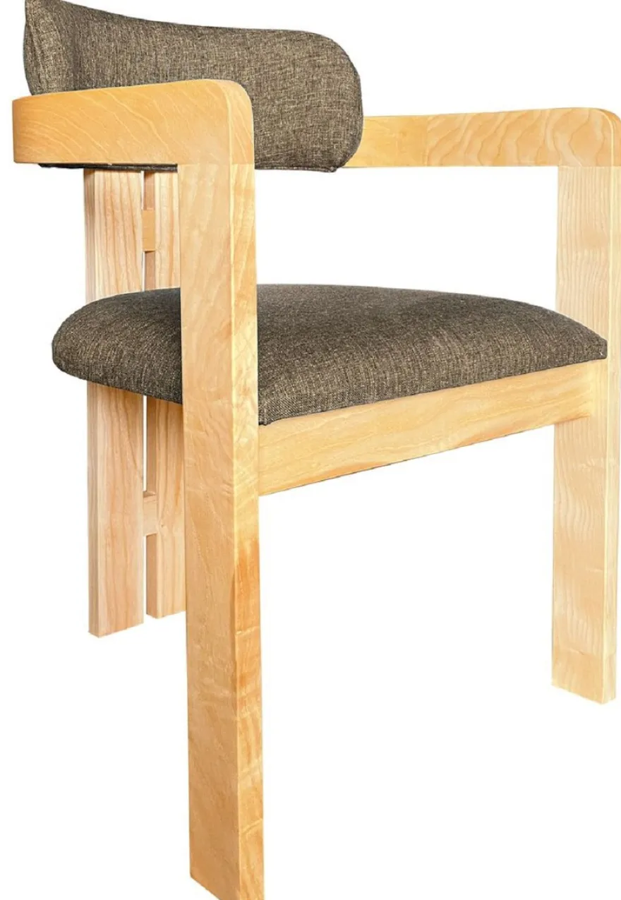 Casa Padrino Luxus Esszimmer Stuhl mit Armlehnen Schwarz / Naturfarben 56 x 54 x H. 82 cm - Massivholz Küchen Stuhl - Esszimmer Möbel - Restaurant Möbel - Massivholz Möbel - Luxus Möbel
