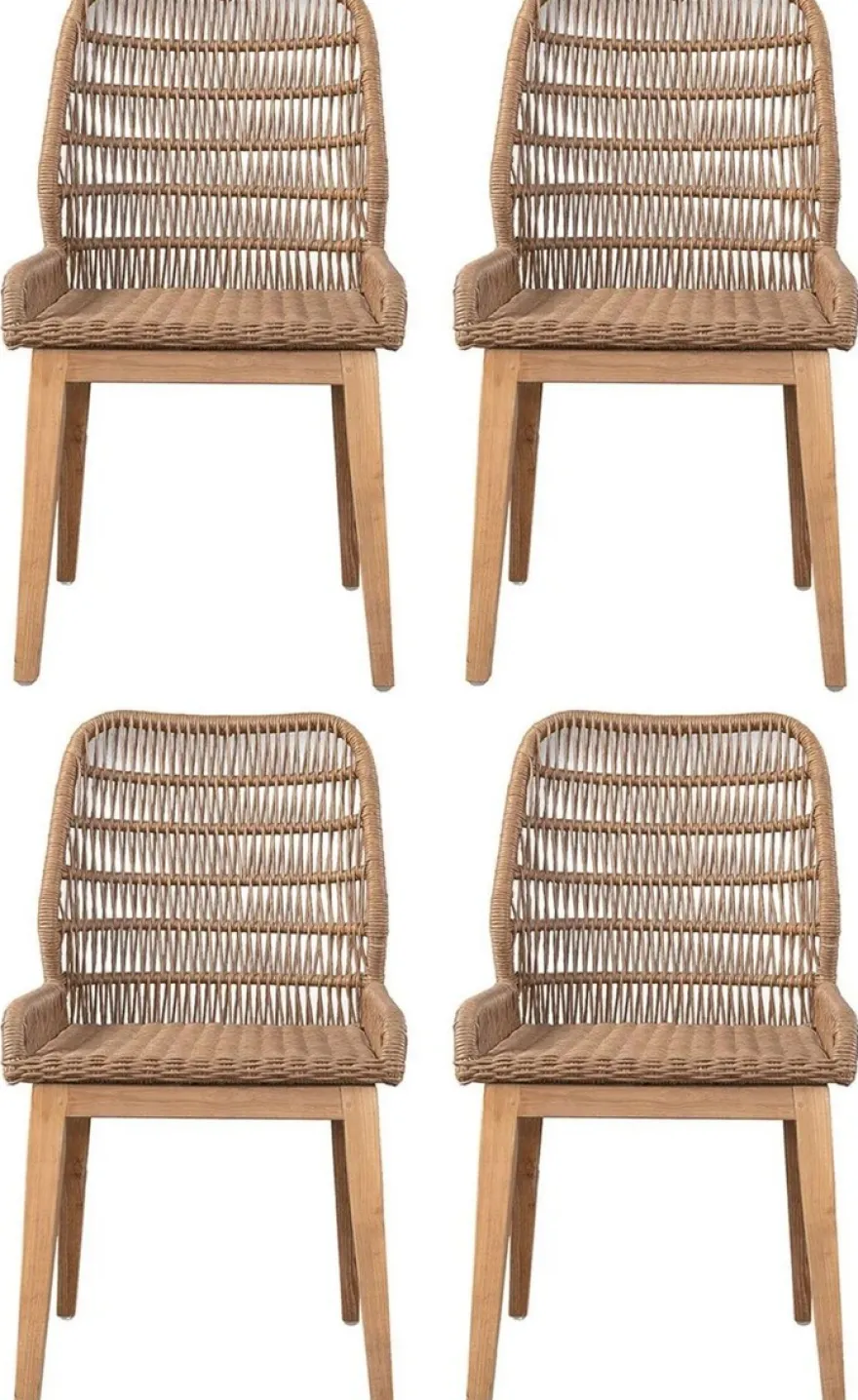 Casa Padrino Luxus Esszimmer Stuhl 4er Set Braun / Naturfarben 50 x 60 x H. 90 cm - Luxus Garten Stühle mit edlem Rattangeflecht - Esszimmer Möbel - Garten Möbel - Rattan Möbel - Luxus Möbel