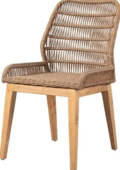 Casa Padrino Luxus Esszimmer Stuhl 4er Set Braun / Naturfarben 50 x 60 x H. 90 cm - Luxus Garten Stühle mit edlem Rattangeflecht - Esszimmer Möbel - Garten Möbel - Rattan Möbel - Luxus Möbel