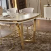 Casa Padrino Luxus Esszimmerstuhl 4er Set Grau / Gold 66 x 52 x H. 90 cm - Luxus Esszimmer & Restaurant Möbel