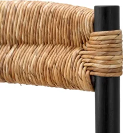 Casa Padrino Luxus Esszimmer Stuhl Schwarz / Naturfarben 54 x 62,5 x H. 80,5 cm - Massivholz Küchen Stuhl - Esszimmer Möbel - Luxus Möbel - Esszimmer Einrichtung - Luxus Einrichtung