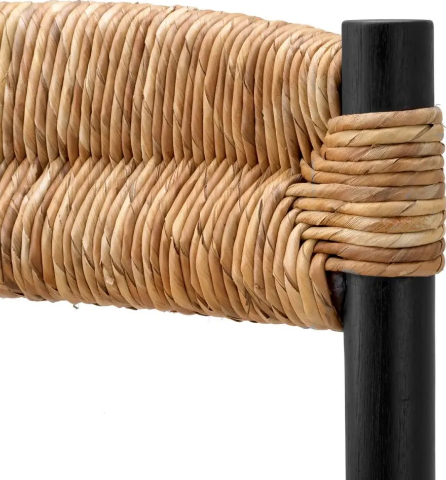Casa Padrino Luxus Esszimmer Stuhl Schwarz / Naturfarben 54 x 62,5 x H. 80,5 cm - Massivholz Küchen Stuhl - Esszimmer Möbel - Luxus Möbel - Esszimmer Einrichtung - Luxus Einrichtung