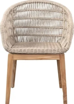 Casa Padrino Luxus Esszimmer Stuhl 6er Set Grau / Naturfarben 60 x 60 x H. 80 cm - Luxus Garten Stühle mit edlem Rattangeflecht - Esszimmer Möbel - Garten Möbel - Rattan Möbel - Luxus Möbel