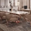 Casa Padrino Luxus Esszimmer Stuhl Set mit Armlehnen Grau / Kupfer 60 x 59,8 x H. 80 cm - Küchen Stühle 8er Set - Esszimmer Möbel - Restaurant Möbel - Luxus Möbel - Luxus Einrichtung