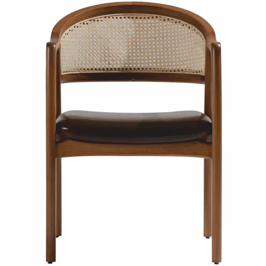 Casa Padrino Luxus Esszimmer Stuhl 6er Set mit Armlehnen Dunkelbraun / Braun / Naturfarben H. 78 cm