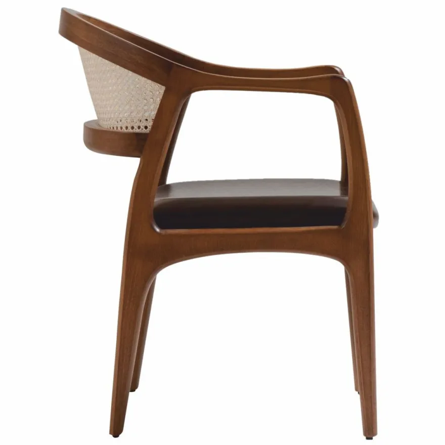 Casa Padrino Luxus Esszimmer Stuhl 6er Set mit Armlehnen Dunkelbraun / Braun / Naturfarben H. 78 cm