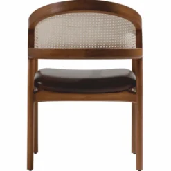 Casa Padrino Luxus Esszimmer Stuhl 6er Set mit Armlehnen Dunkelbraun / Braun / Naturfarben H. 78 cm
