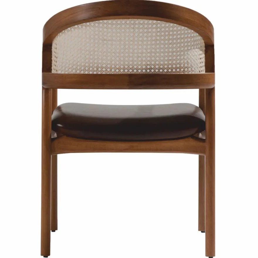 Casa Padrino Luxus Esszimmer Stuhl 6er Set mit Armlehnen Dunkelbraun / Braun / Naturfarben H. 78 cm