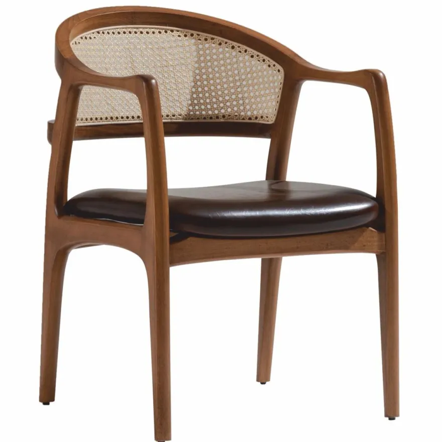 Casa Padrino Luxus Esszimmer Stuhl 6er Set mit Armlehnen Dunkelbraun / Braun / Naturfarben H. 78 cm