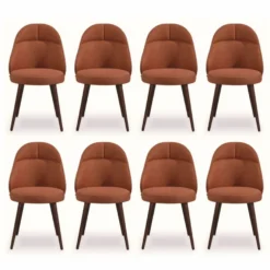 Casa Padrino Luxus Esszimmer Stuhl 8er Set Cognacfarben / Braun - Esszimmer Möbel