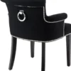 Casa Padrino Luxus Esszimmerstuhl 4er Set Schwarz - Massivholz Küchenstühle mit Armlehnen und edlem Samtstoff - Luxus Esszimmer & Restaurant Möbel