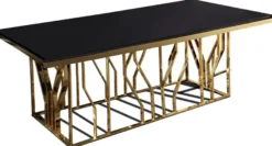 Casa Padrino Luxus Esszimmer Möbel Set Grau / Gold / Schwarz - 1 Esstisch & 6 Esszimmerstühle - Luxus Esszimmer Möbel