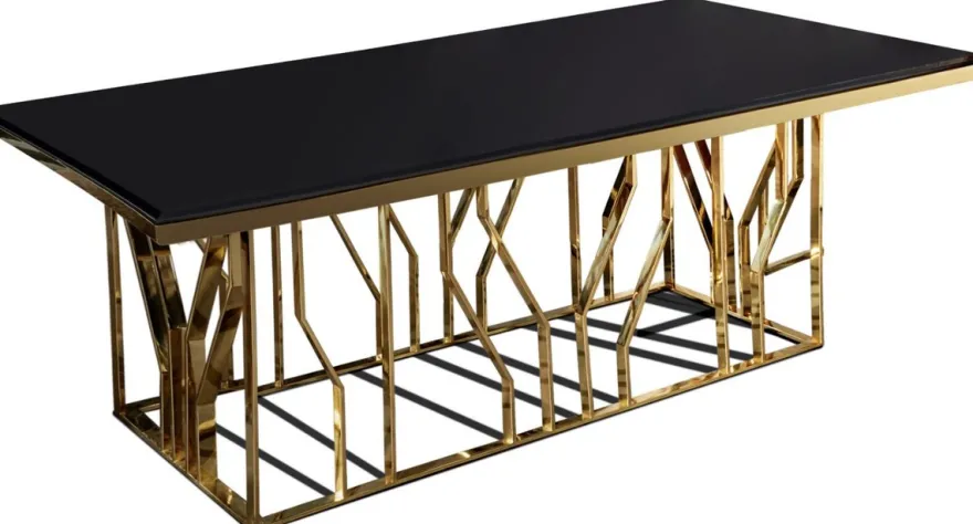 Casa Padrino Luxus Esszimmer Möbel Set Grau / Gold / Schwarz - 1 Esstisch & 6 Esszimmerstühle - Luxus Esszimmer Möbel