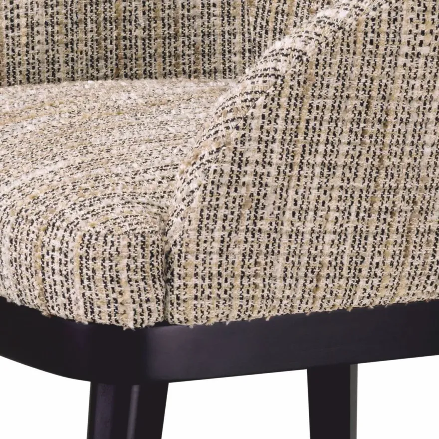 Casa Padrino Luxus Esszimmer Stuhl mit Armlehnen Beige / Schwarz H. 79 cm - Esszimmer Möbel