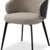 Casa Padrino Luxus Esszimmer Stuhl Grau / Schwarz 57 x 62 x H. 77 cm - Küchenstuhl mit Armlehnen - Esszimmer Möbel - Luxus Möbel - Luxus Qualität