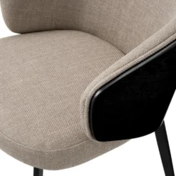 Casa Padrino Luxus Esszimmer Stuhl Grau / Schwarz 57 x 62 x H. 77 cm - Küchenstuhl mit Armlehnen - Esszimmer Möbel - Luxus Möbel - Luxus Qualität