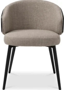 Casa Padrino Luxus Esszimmer Stuhl Grau / Schwarz 57 x 62 x H. 77 cm - Küchenstuhl mit Armlehnen - Esszimmer Möbel - Luxus Möbel - Luxus Qualität