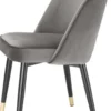 Casa Padrino Luxus Esszimmerstuhl Set Grau / Schwarz / Messing 53 x 56 x H. 84 cm - Esszimmerstühle mit edlem Samtstoff - Esszimmer Möbel