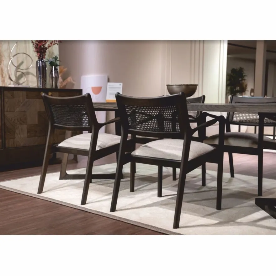 Casa Padrino Luxus Esszimmer Set Braun / Creme - 1 Esstisch und 6 Esszimmer Stühle - Luxus Möbel