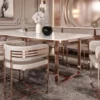 Casa Padrino Luxus Esszimmer Stuhl Set mit Armlehnen Grau / Kupfer 58 x 51 x H. 76 cm - Küchen Stühle 8er Set - Esszimmer Möbel - Restaurant Möbel - Luxus Möbel - Luxus Einrichtung