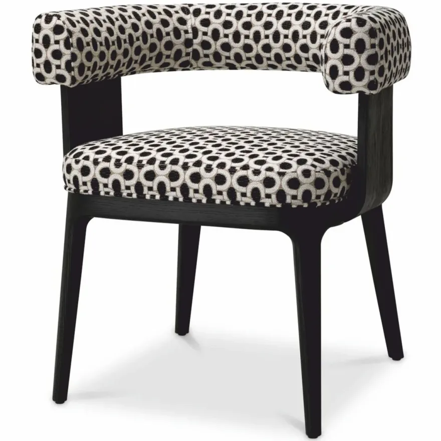 Casa Padrino Luxus Esszimmer Stuhl mit Armlehnen Weiß / Schwarz H. 73 cm - Esszimmer Möbel