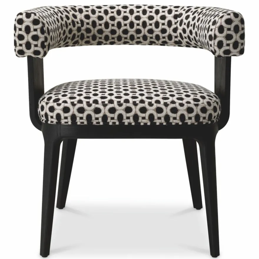 Casa Padrino Luxus Esszimmer Stuhl mit Armlehnen Weiß / Schwarz H. 73 cm - Esszimmer Möbel