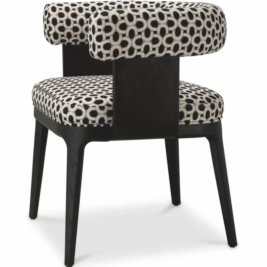 Casa Padrino Luxus Esszimmer Stuhl mit Armlehnen Weiß / Schwarz H. 73 cm - Esszimmer Möbel