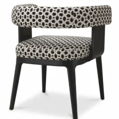 Casa Padrino Luxus Esszimmer Stuhl mit Armlehnen Weiß / Schwarz H. 73 cm - Esszimmer Möbel