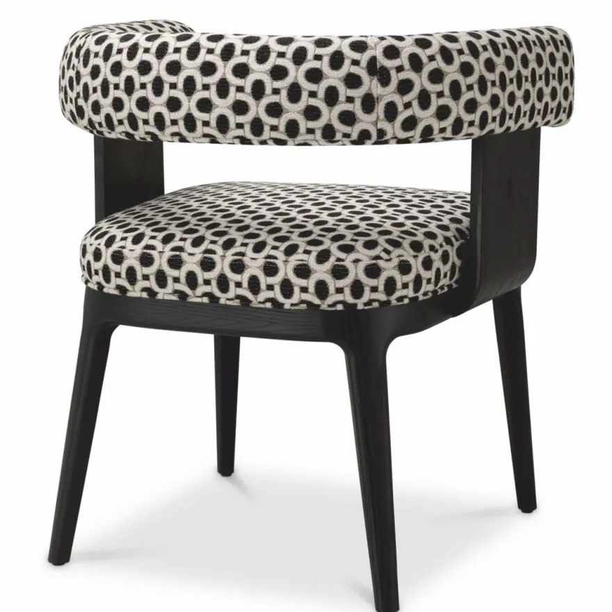 Casa Padrino Luxus Esszimmer Stuhl mit Armlehnen Weiß / Schwarz H. 73 cm - Esszimmer Möbel