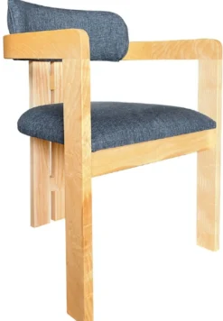 Casa Padrino Luxus Esszimmer Stuhl mit Armlehnen Blau / Naturfarben 56 x 54 x H. 82 cm - Massivholz Küchen Stuhl - Esszimmer Möbel - Restaurant Möbel - Massivholz Möbel - Luxus Möbel