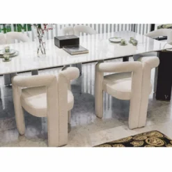 Casa Padrino Luxus Esszimmer Stuhl mit Armlehnen Weiß 60 x 65 x H. 80 cm