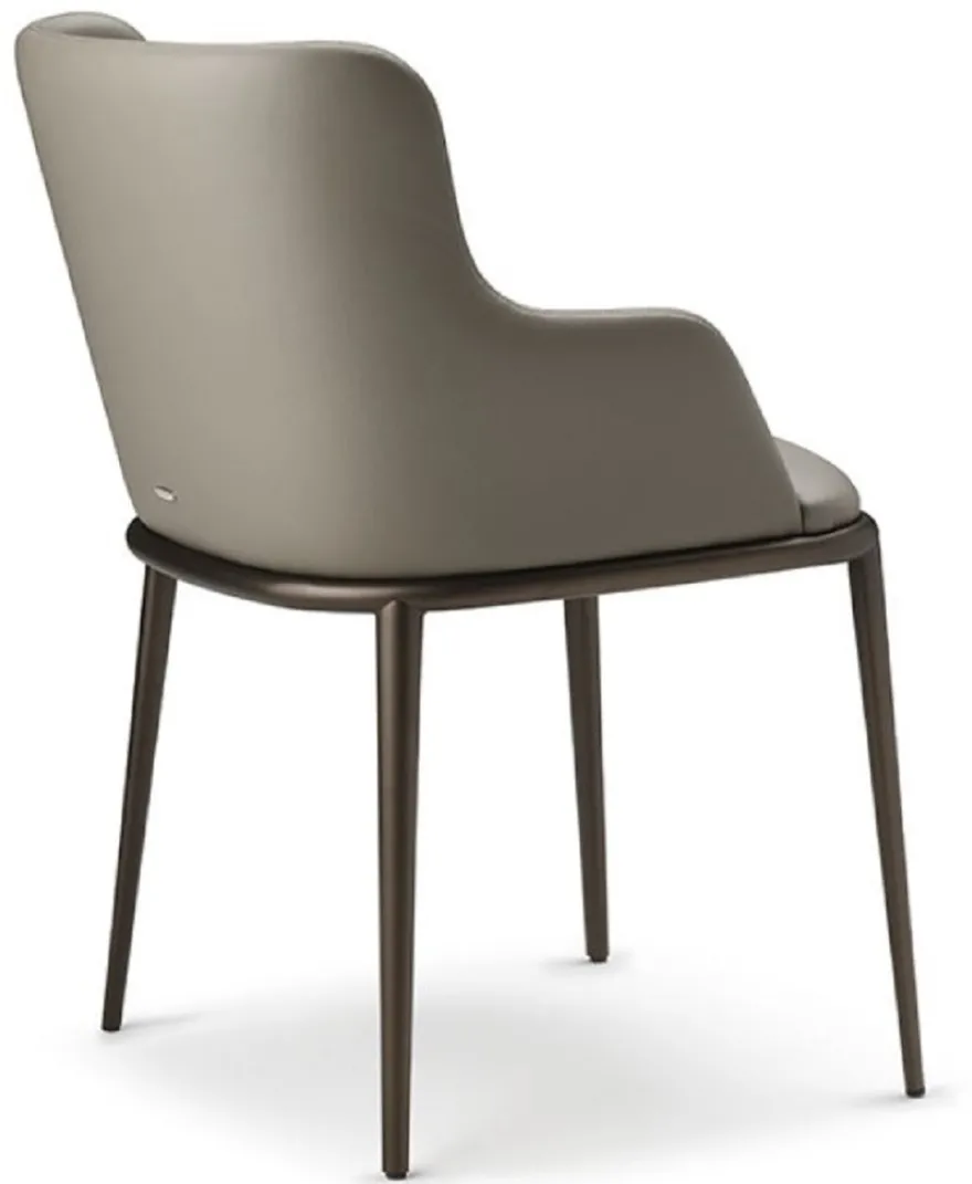 Casa Padrino Luxus Esszimmerstuhl 8er Set Grau / Schwarz - Luxus Esszimmer & Restaurant Möbel - Luxus Qualität - Made in Italy