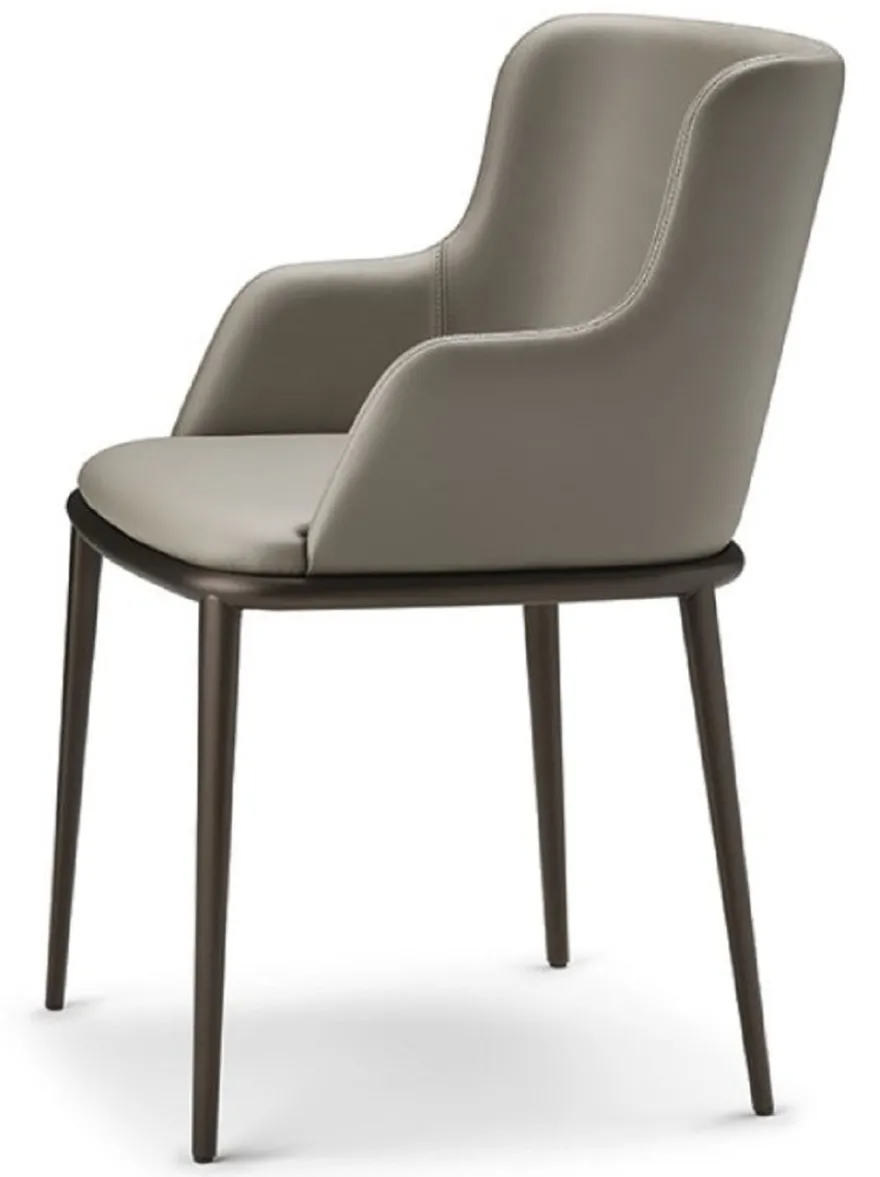 Casa Padrino Luxus Esszimmerstuhl 8er Set Grau / Schwarz - Luxus Esszimmer & Restaurant Möbel - Luxus Qualität - Made in Italy