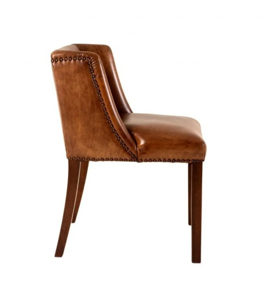 Casa Padrino Luxus Esszimmer Leder Stuhl Braun - Luxus Hotel Möbel