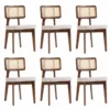 Casa Padrino Luxus Esszimmer Stuhl 6er Set Grau / Braun / Naturfarben H. 85 cm