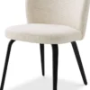 Casa Padrino Luxus Esszimmerstuhl Naturfarben / Schwarz 57 x 69 x H. 81 cm - Gepolsterter Küchenstuhl im Retro Design - Luxus Retro Esszimmer Möbel