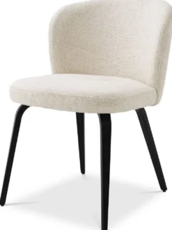 Casa Padrino Luxus Esszimmerstuhl Naturfarben / Schwarz 57 x 69 x H. 81 cm - Gepolsterter Küchenstuhl im Retro Design - Luxus Retro Esszimmer Möbel